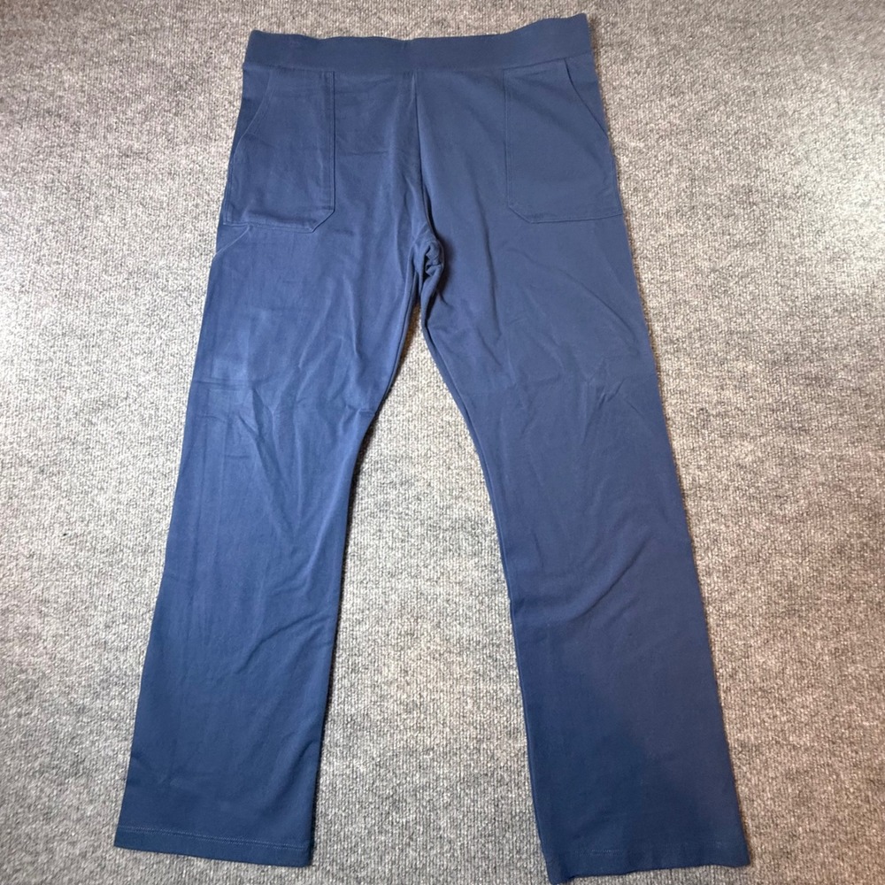 LOGO Lori Goldstein Womens Petite Medium Navy Blue Cotton Spandex Straight Pants